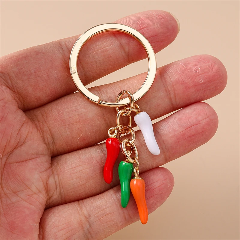 Süße Bonbonfarben Chili Pepper Schlüsselanhänger für Frauen Männer Autoschlüsselhalter Handtasche Anhänger Schlüsselanhänger Zubehör DIY Schmuck Geschenke – Detail 3