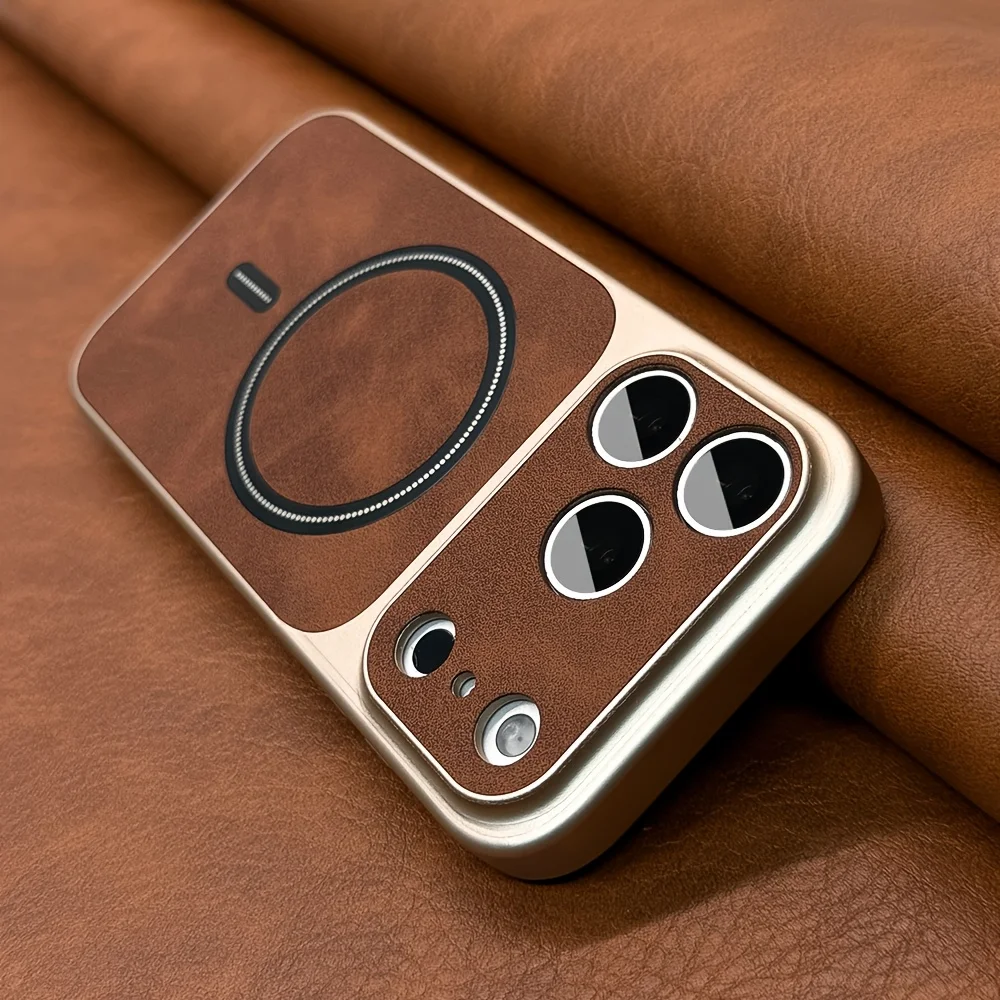Luxe Kunstleer Matte Magnetische Telefoonhoesjes voor iPhone 13 14 15 16 17 17air Pro Max voor Magsafe Draadloos Opladen Cover
