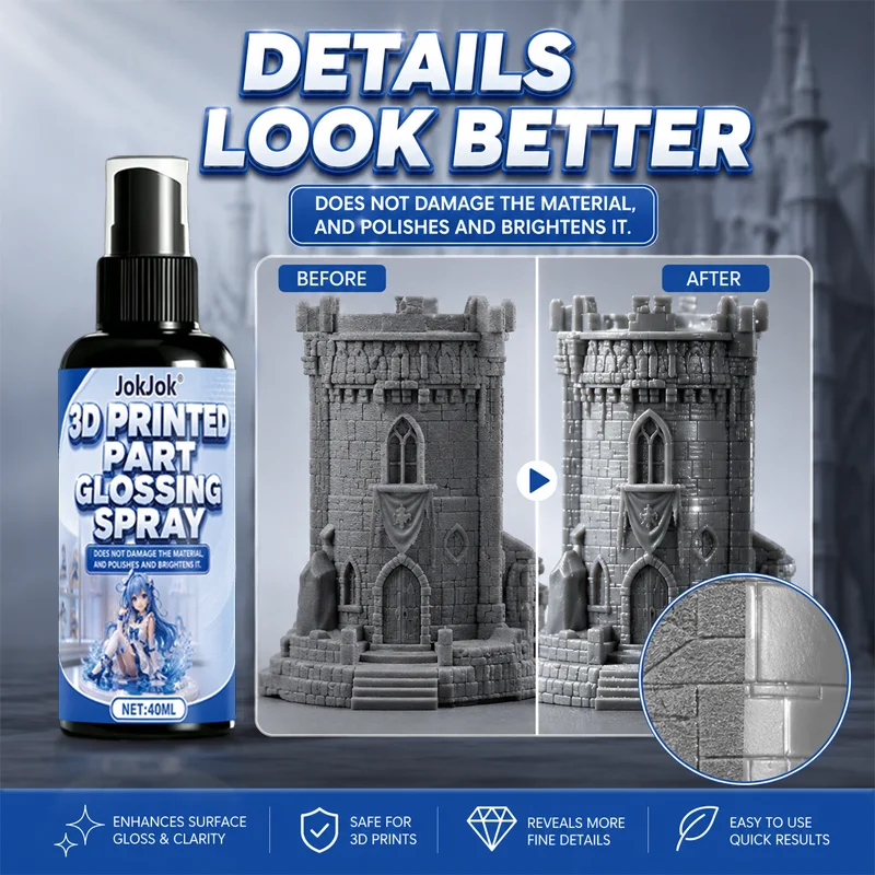 3D Print Polishing Spray 50/100ml –Gloss Finish for PLA,ABS,PETG Models,Miniatures & Props,Enhances Shine,Easy Spray Application