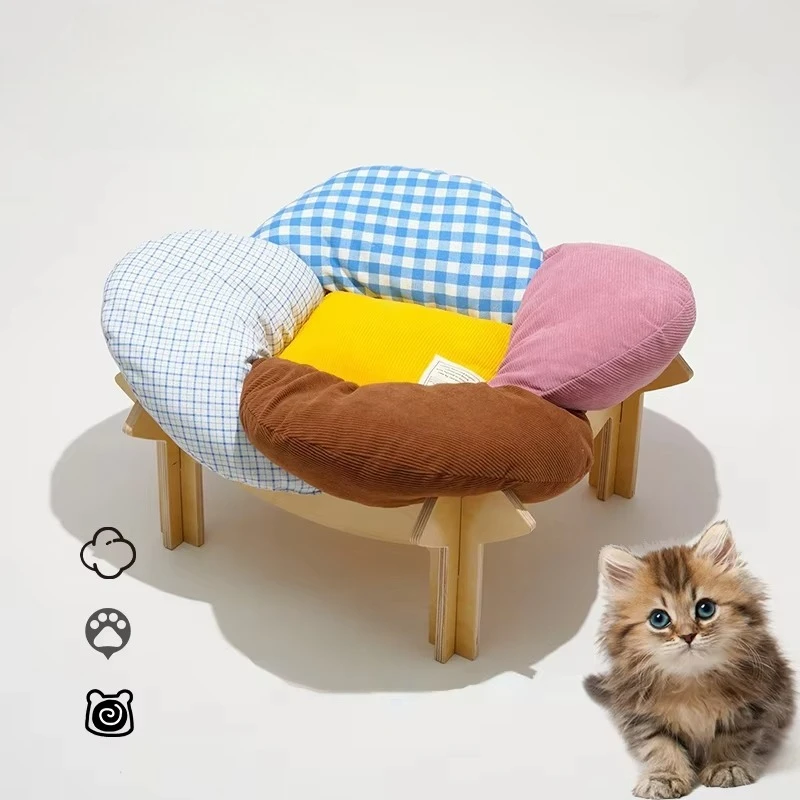 

Acrylic Cat Nest Mat Durable Washable Cloth Pet Nest Bed for Small Dogs Breathable Cat Bed with Petals Design