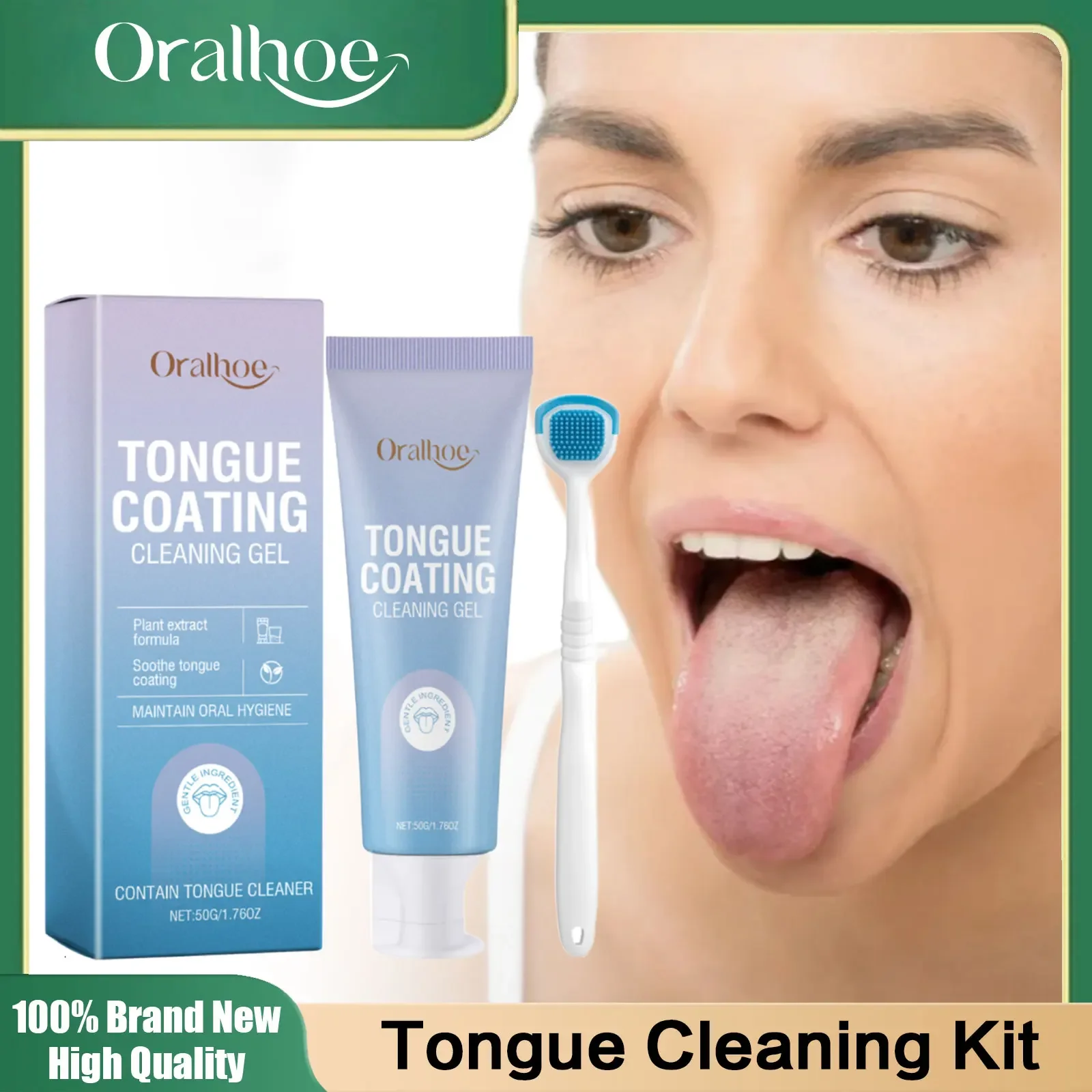 

2in1 Tongue Cleaning Gel With Brush Tongue Scraper Freshen Breath Eliminate Bad Breath Remove Tongue Coating OralCare FreshMouth