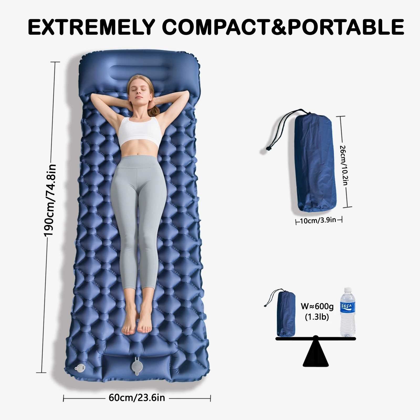 Inflatable Camping Mats Air Mattress with Pillow Outdoor Tourist Sleeping Pad Self-Inflating Mattress for Hiking Climbing
