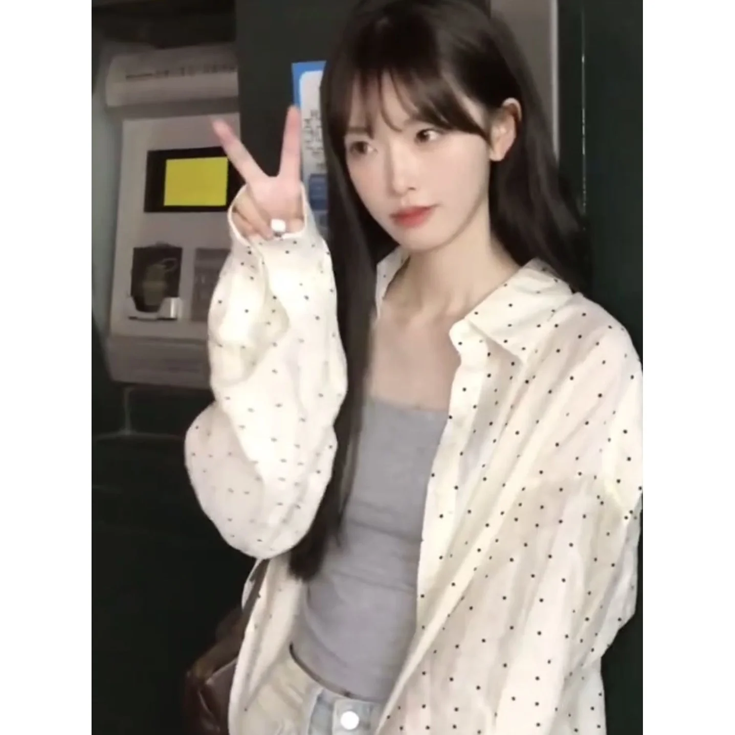 

Korean Style Long Sleeve Polka Dot Shirt Women's Thin Loose Design Sun Protection Top Cardigan Outerwear Summer Fashion