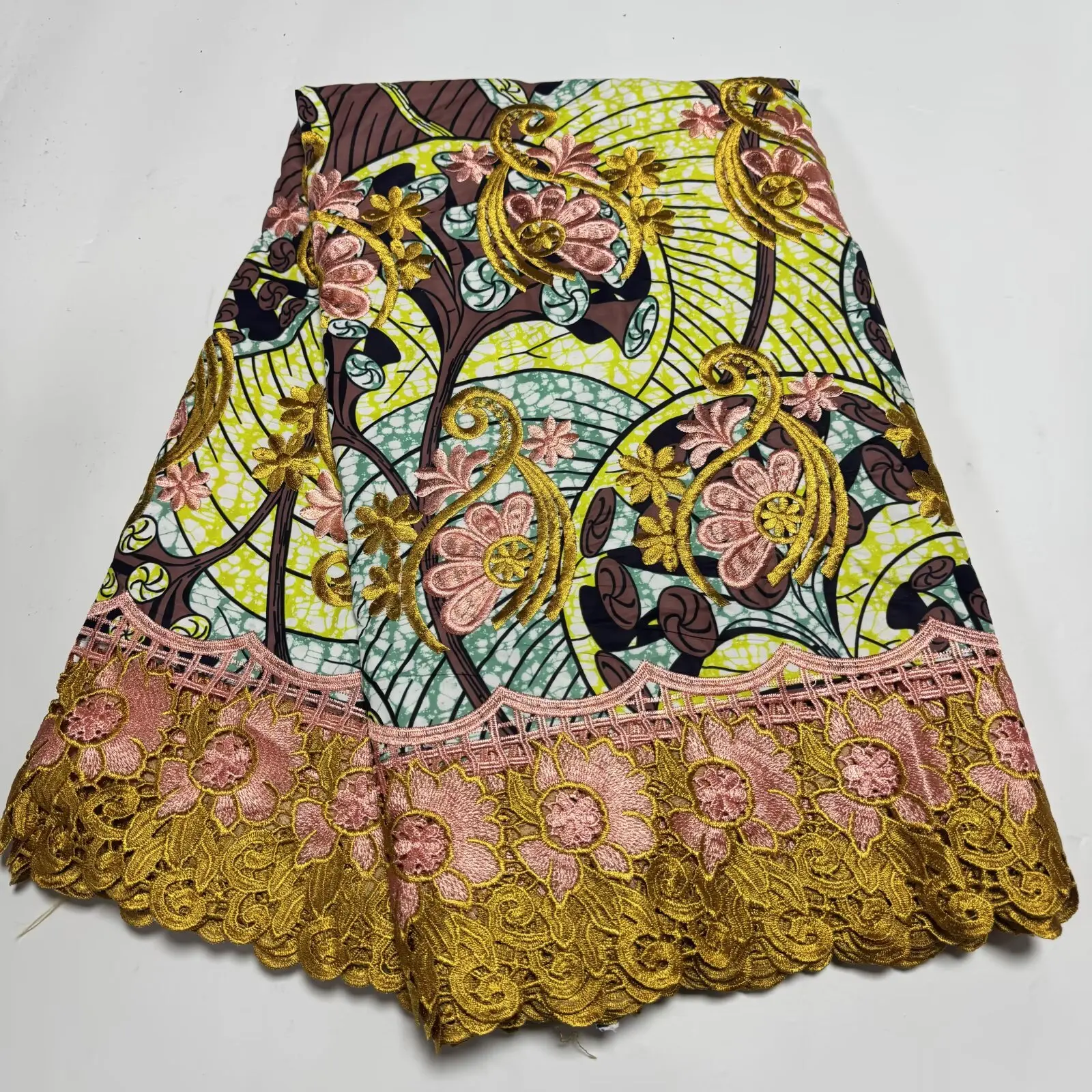 

Hot Sale Latest African Nigerian France 6yards Wax Lace Fabric 2025 High End for Bride Wedding Party Sew Dresses