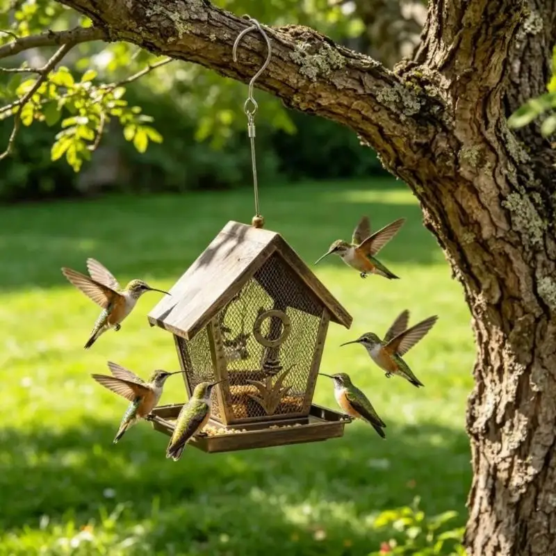 Robuster Wasserspender für Gartenvögel aus Metall für den Außenbereich mit elegantem Design und vollständigem Zugang für Vögel – Detail 10