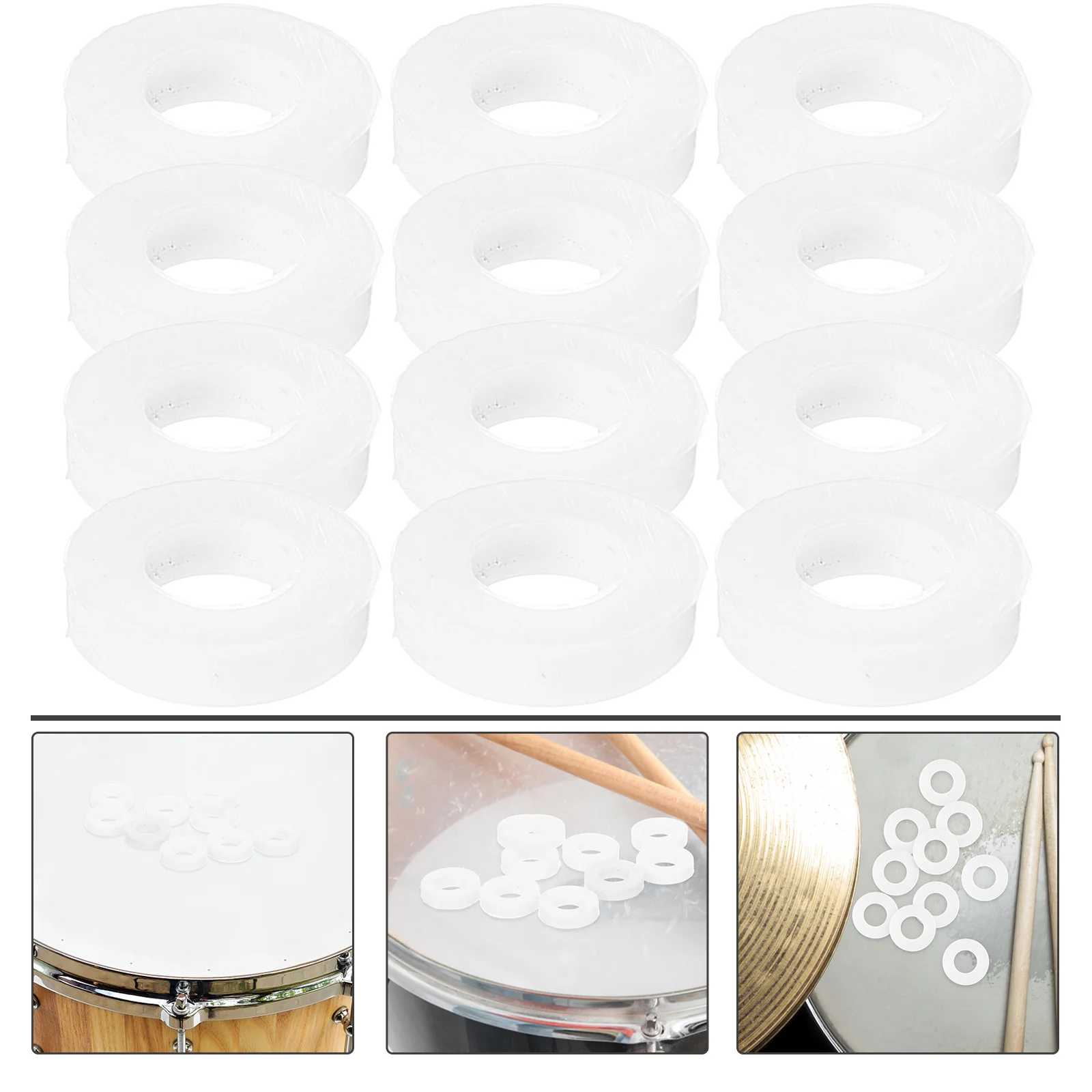 

20 Pcs Snare Drum Dampening Pads Musical Instrument Accessories Kit White Washers for