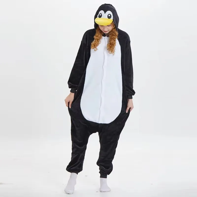 Animal Kigurumi Onesie Hooded Jumpsuit Pajamas Set Funny Festival Bodysuit Adult One-piece Clothing Flannel Home Wear for Women