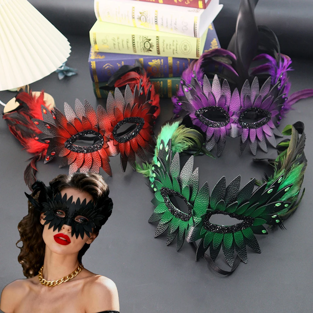 

Bird Beak Eagle Half Face Feather Mask Cosplay Animal Bird Mouth Leather Masks Halloween Carnival Party Costume Props