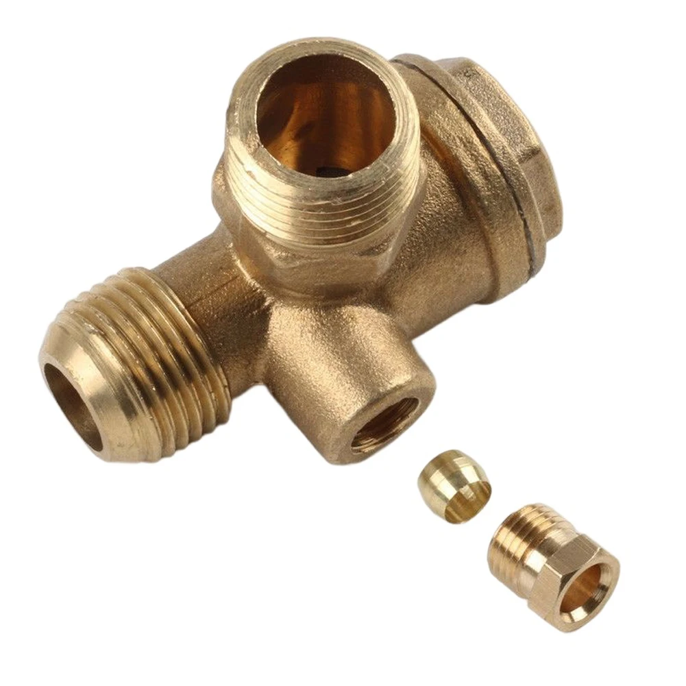 Air Compressor Check Valve With Screw 1pcs 20*20mm Connector Gold Home Male Threaded One-way 3-Port Air Tools Brass