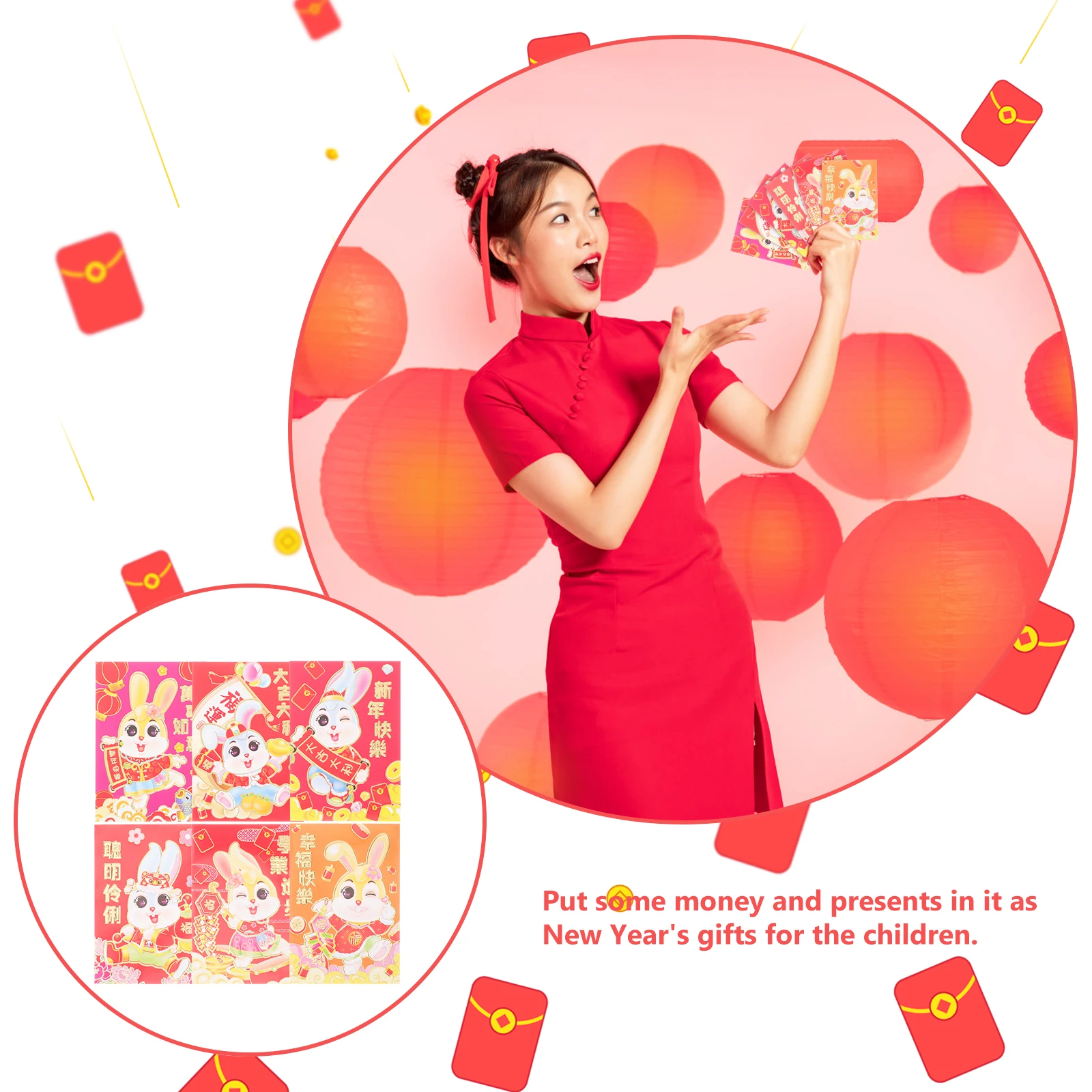 

54 Pcs Cartoon Red Envelope New Year Decor Pocket Chinese Envelopes Lucky Bag Bags for Money