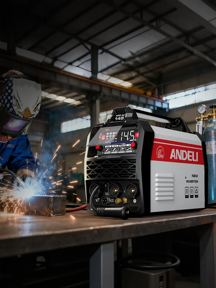 ANDELI Halbautomatische Schweißmaschine Lift TIG ARC MMA MIG MAG Multi-Prozess MIG-Schweißgeräte mit Gas- und Gaslos-Schweißfunktion IGBT Inverter Synergy Schweißwerkzeuge