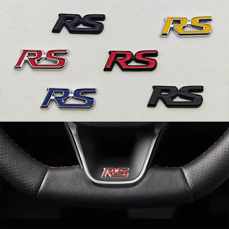 3D Metal Car Steering Wheel Emblem RS Logo Sticker Badge Decals For Honda Civic Accord HRV CRV Jazz City Pilot Fit Accessories