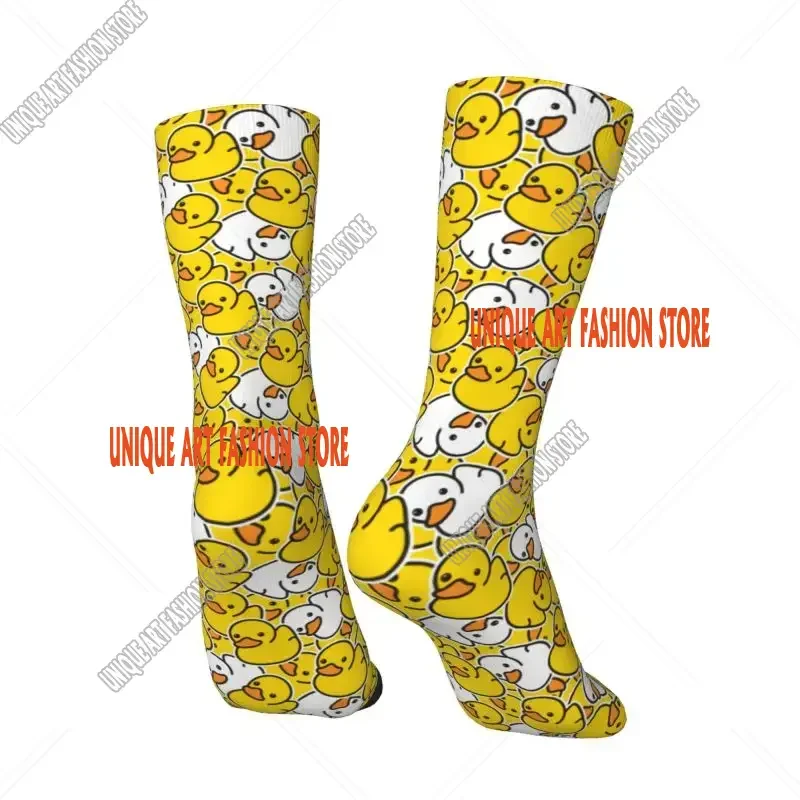 Cute Rubber Ducks Pattern Men's Crew Socks Unisex Funny Non-Slip Funny Crazy Socks