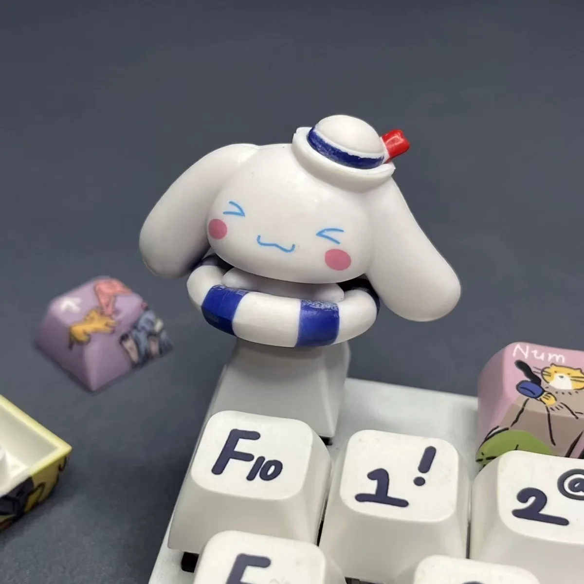 Novo diy grande orelha cão keycap dos desenhos animados anime teclado mecânico esc resina círculo de natação pequeno cão branco keycap