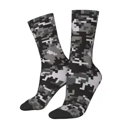 Harajuku Black And Gray Digital Military Camouflage Socks Women Men Warm 3D Printed Army Camo Football Sports Socks