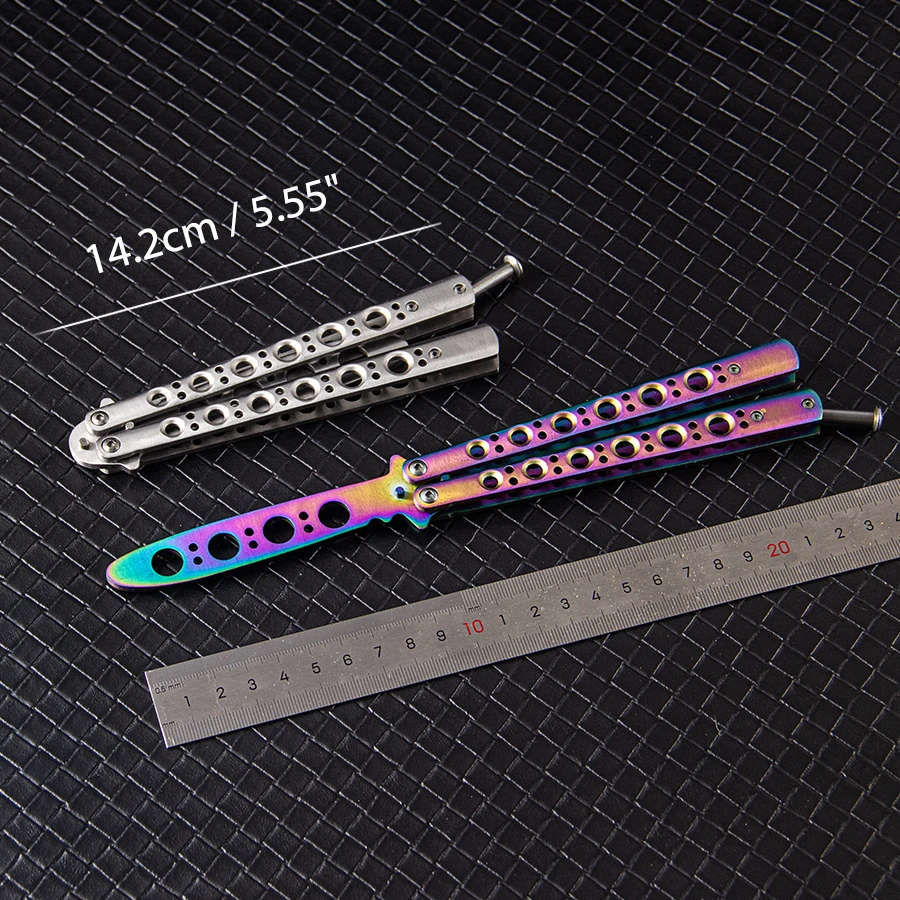 سكين تدريب الفراشة على شكل فراشة CSGO سكين عرض من الفولاذ المقاوم للصدأ غير شحذ لأداة الاستخدام اليومي في الهواء الطلق #2