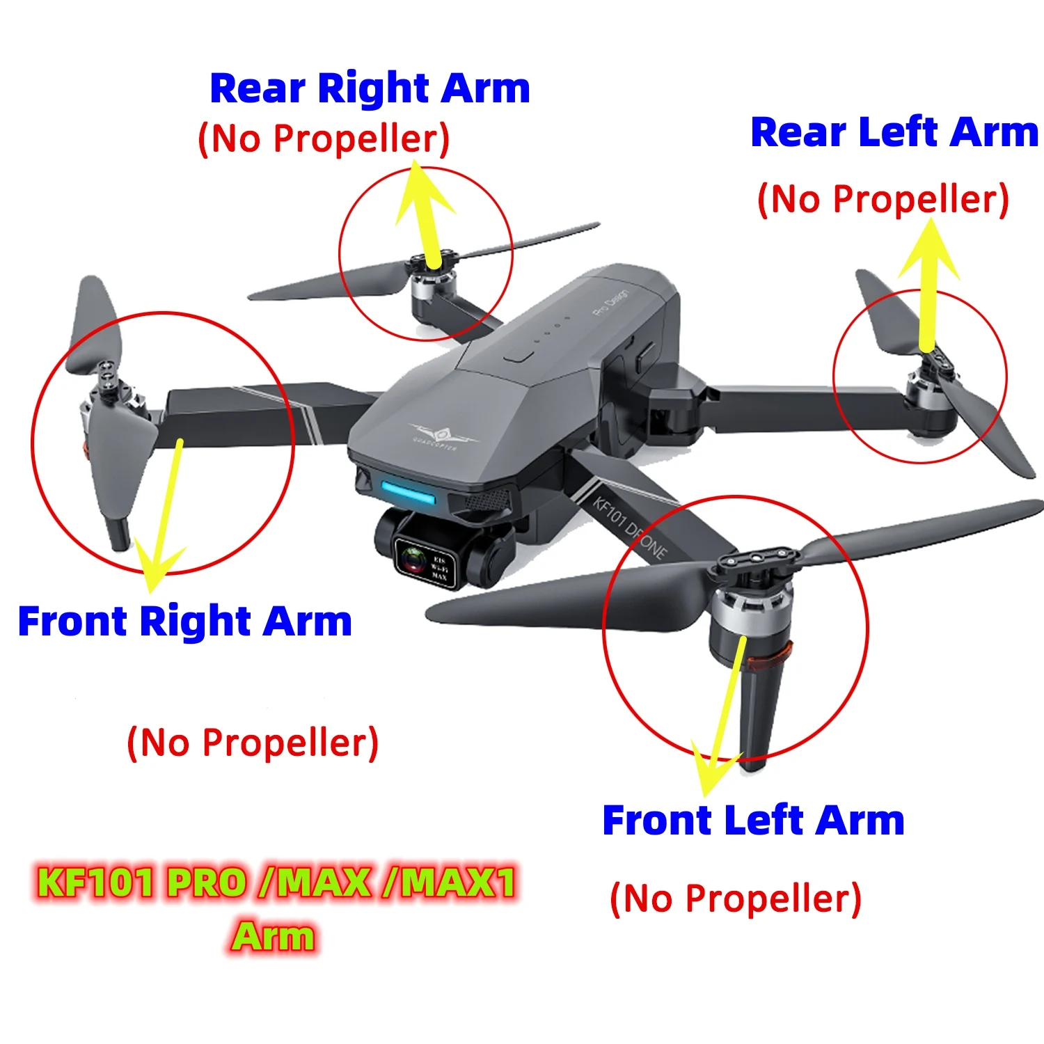 Free Ship  KF101 PRO KF101MAX Drone Arms  GPS RC Drone Quadcopter Arm Blades Motor Engines Spare Arm Accessories