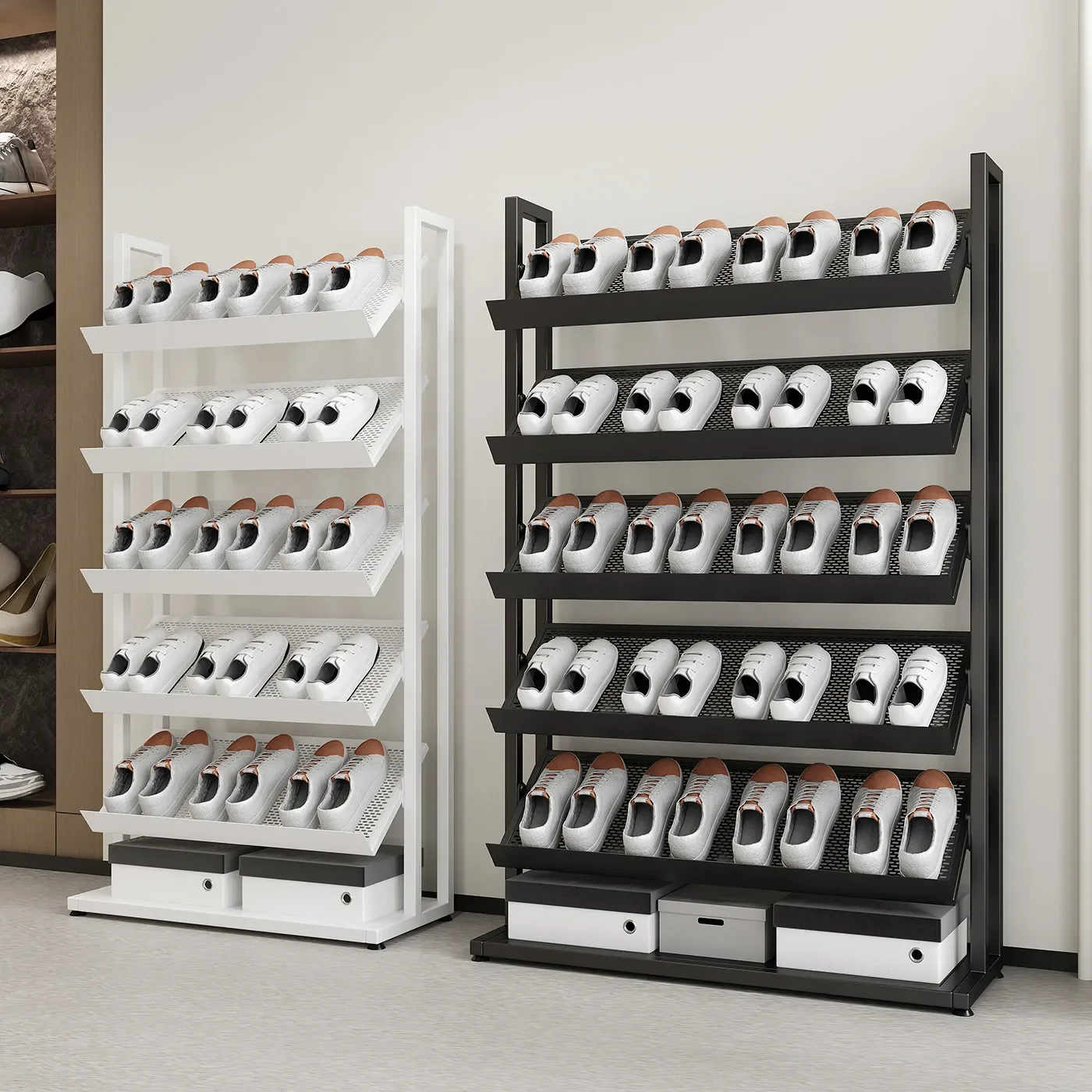 shoe display rack Pindou floor-to-ceiling display rack household shoe cabinet storage rack wrought iron multi-layer shelf