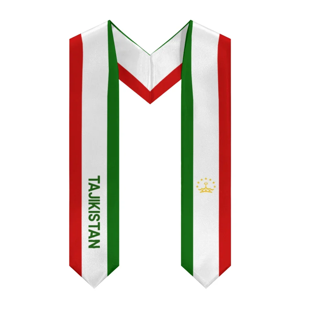 Customization More Design Graduation Shawl Tajikistan Flag & United States Flag Stole Sash Honor Study Aboard International Stud