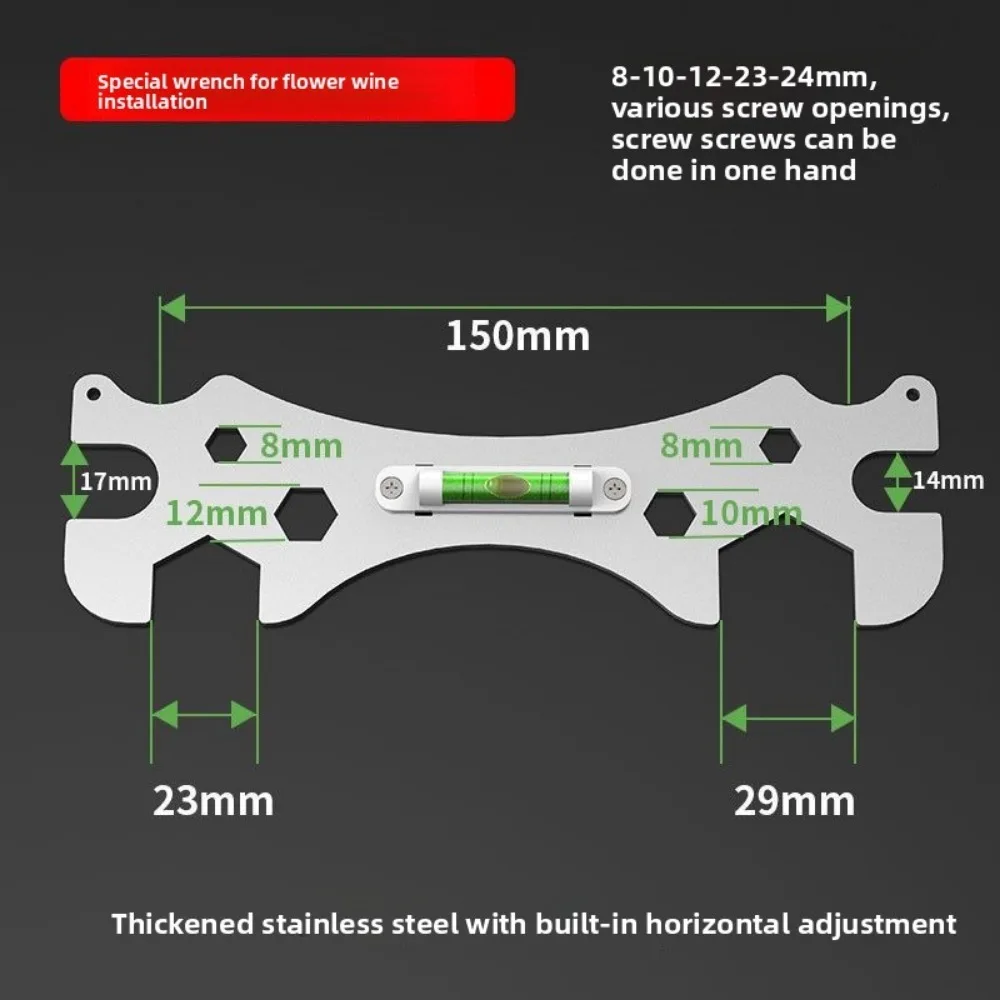 Special Wrench Tools with Level Shower Faucet Installation Bathroom Multifunctional Level Wrench Ruler Distance Measuring Tool