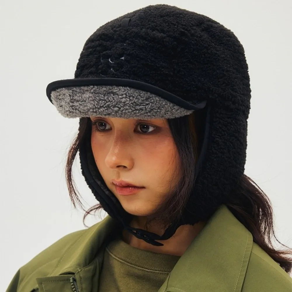 Autumn Winter Lamb Velvet Thunder Hat Windproof Lei Feng Hat Keep Warm Flower Embroidered Cold-proof Flying Hats Women Men