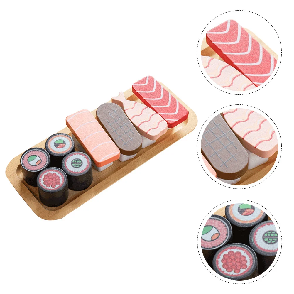 1Set Mini Sushi Ornament Colorful Wooden Breakfast Decor for Kitchen Scene Photography Props Lightweight Simulation Food Play