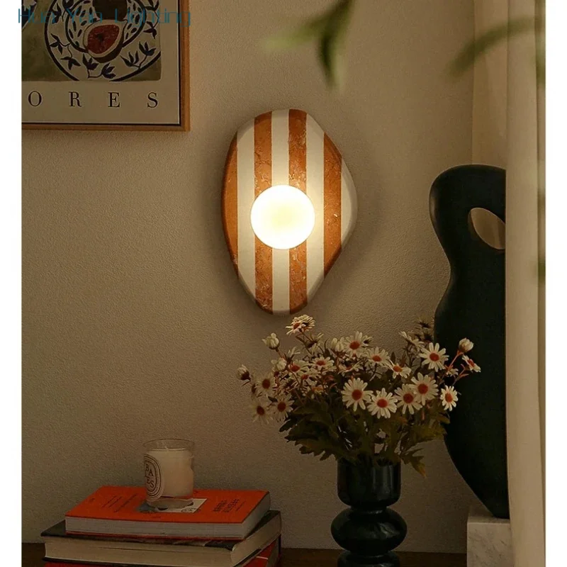 French Medieval Irregular Marble Stone Stripe LED Wall Lamps Creative Indoor Light for Living Room Home Decoration Chandeliers