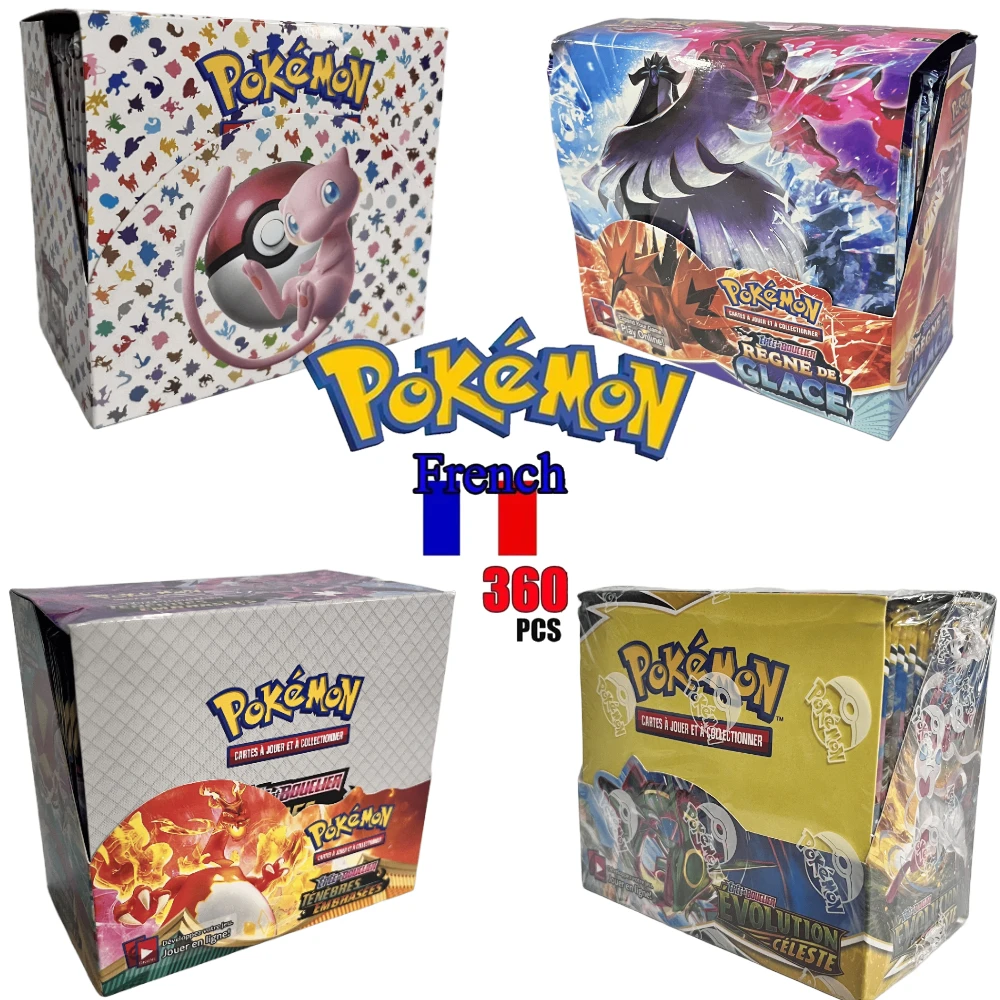 (Versión francesa) 360 Uds Pokémon Scarlet & Violet 151 evoluciones prismáticas Booster Packs cartas de juego comerciales de batalla regalo para niños