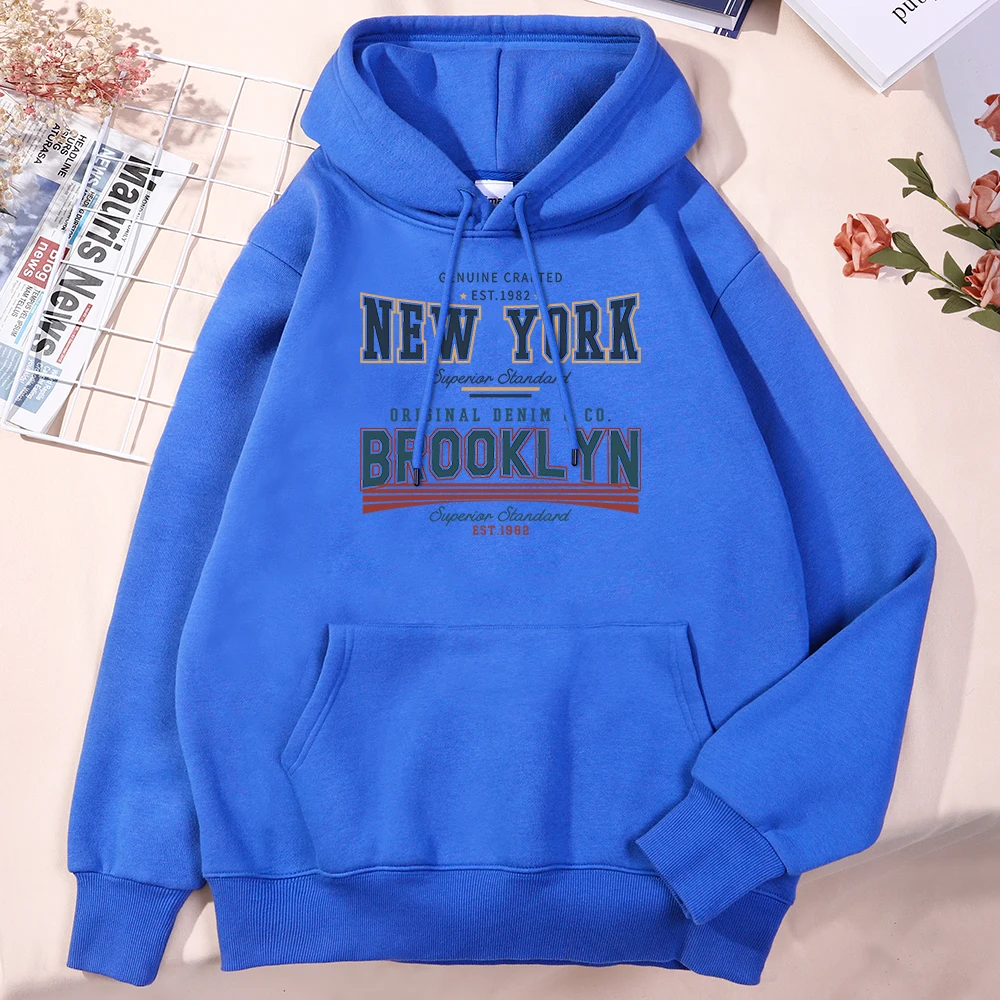 Est.1982 New York Street Letter Personality Pattern Men'S Hoodie Brand Fleece Hooded Fleece Fashion Tops Harajuku Casual Hoodies