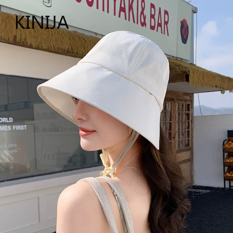 Breiter Sommer-Sonnenhut für Damen, Fischerhut mit UV-Schutz und Nackenschutz, Bucket Cap, Strandhut mit Gesichtsbedeckung, Vintage Casual