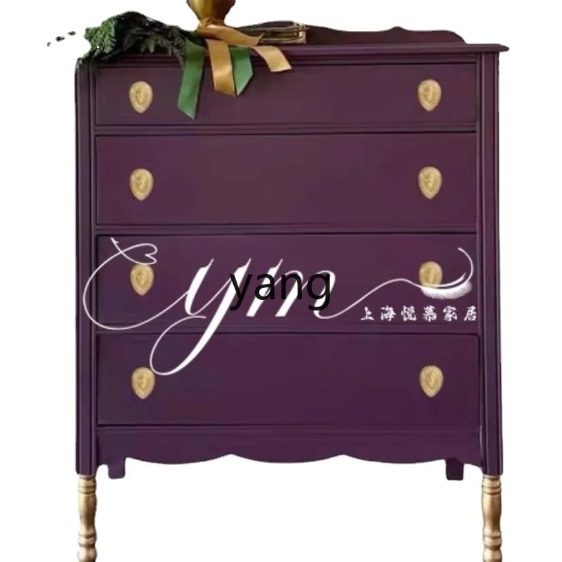 Yjq Vintage Bedroom Chest of Drawers Carved Dining Lace Solid Wood Customized Storage Light Luxury Shoe Cabinet