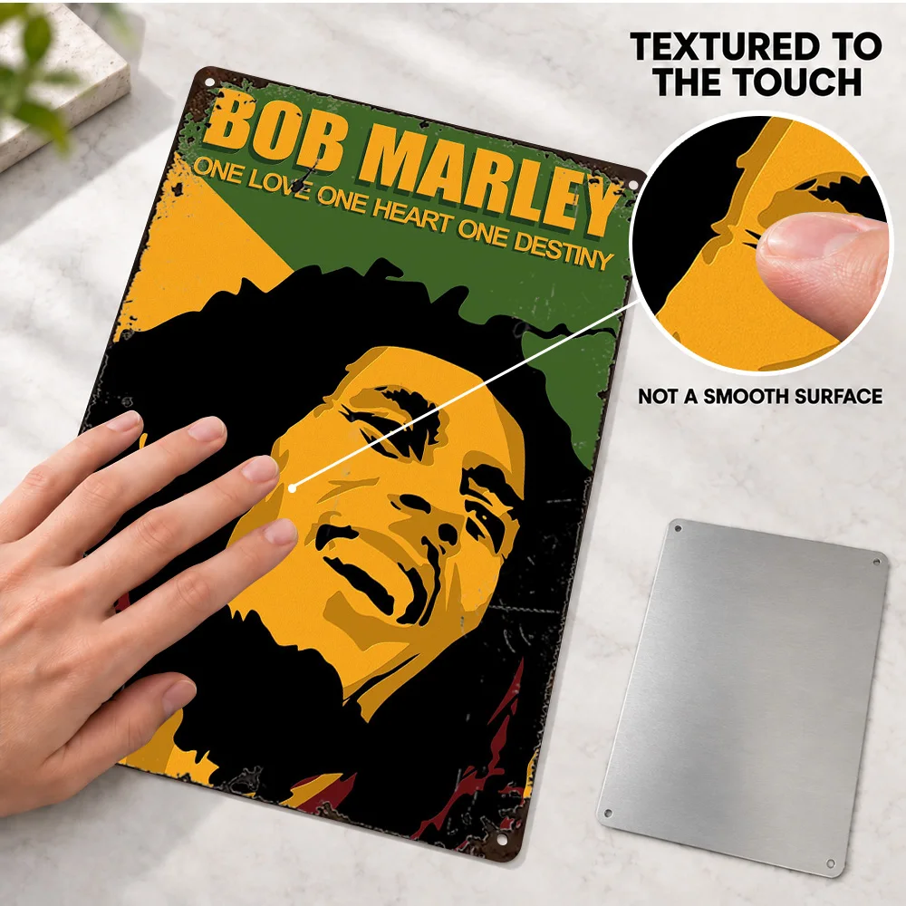 Bob Marley Portrait Printed Poster Customized Aluminum Metal Sign Reggae Graphic Wall Art For Music Room Musician Birthday Gift
