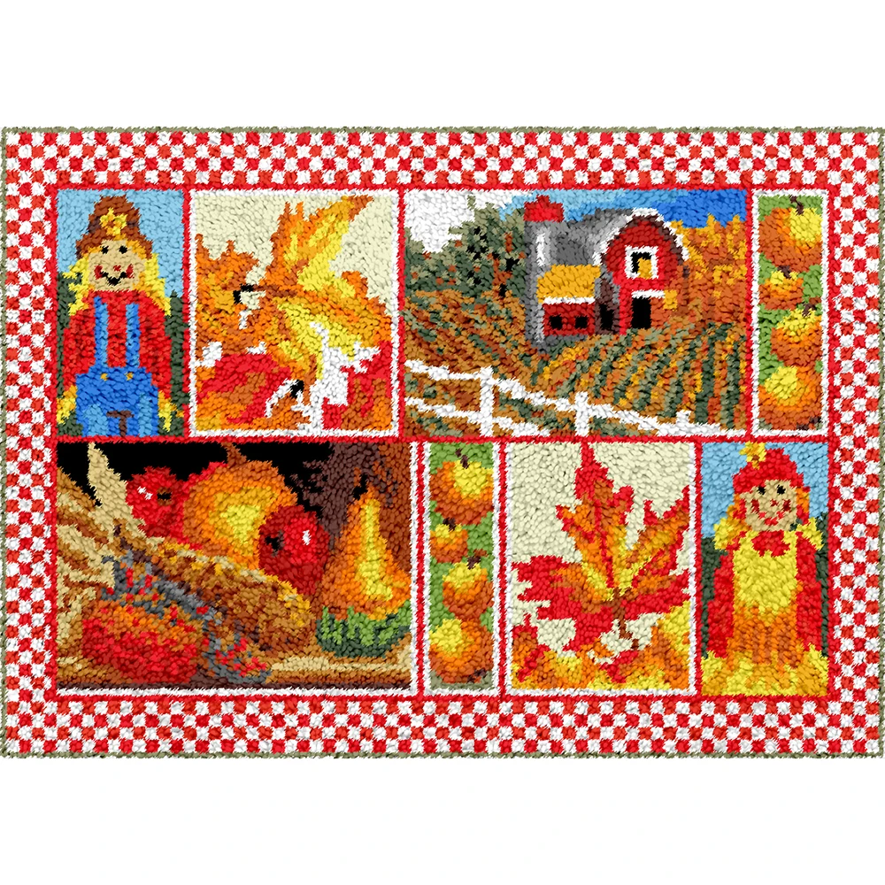 Large size Latch hook rug kits for adults Autumn Carpet embroidery with Pre-Printed Pattern Rug making kit Needlework knitting