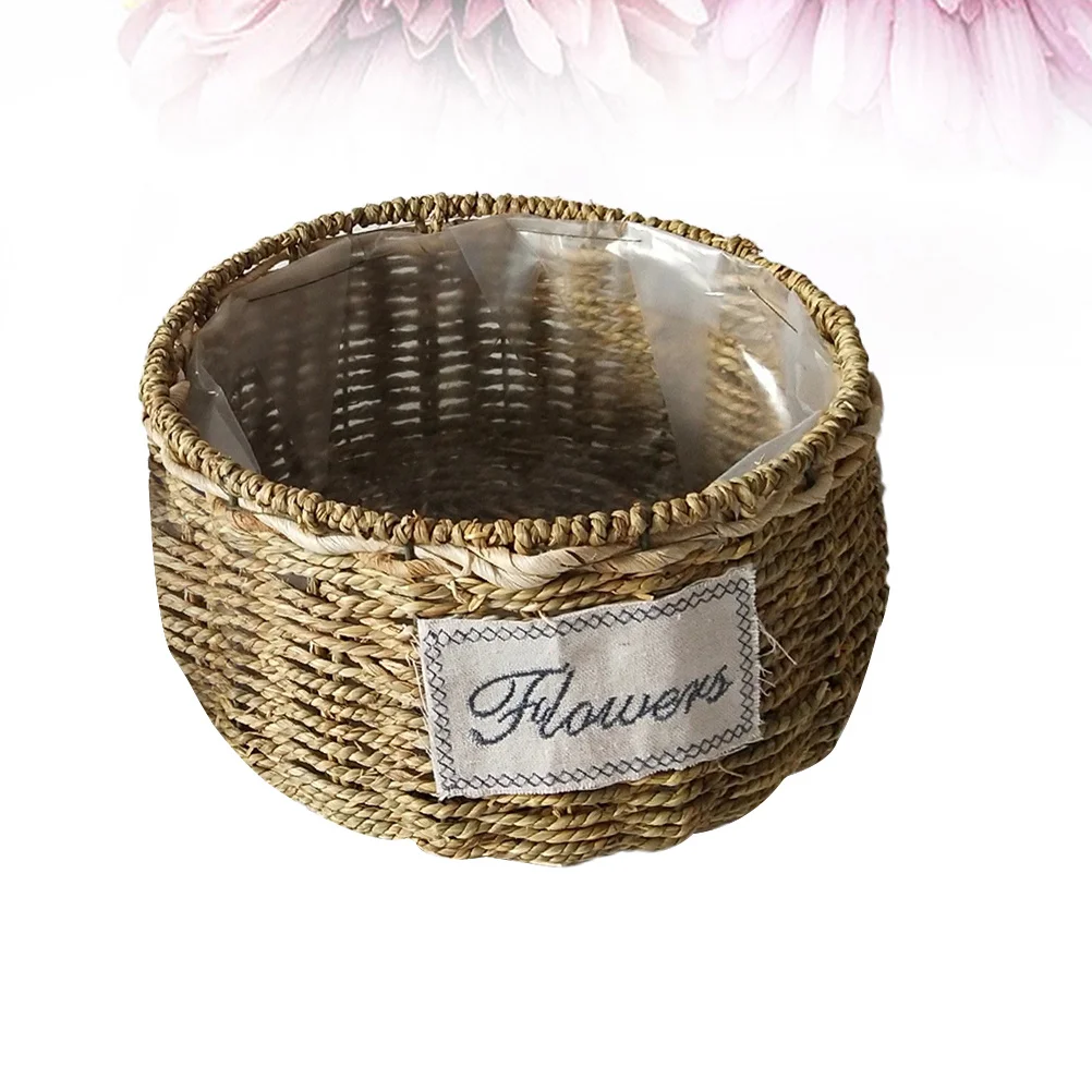 

Straw Flower Pot Durable Hand-Woven Creative Functional Straw Woven Basket Home Garden Decoration Gift Creative Flower Pot