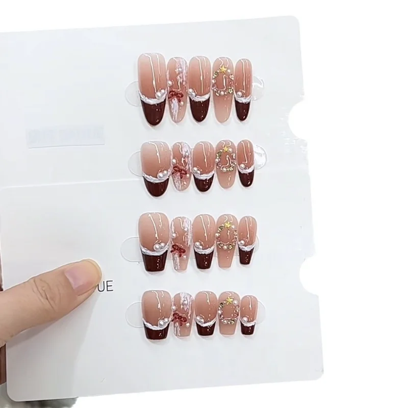 

Pure handmade phototherapy wearing nail Christmas love song cat's eye model reusable nail patch removable