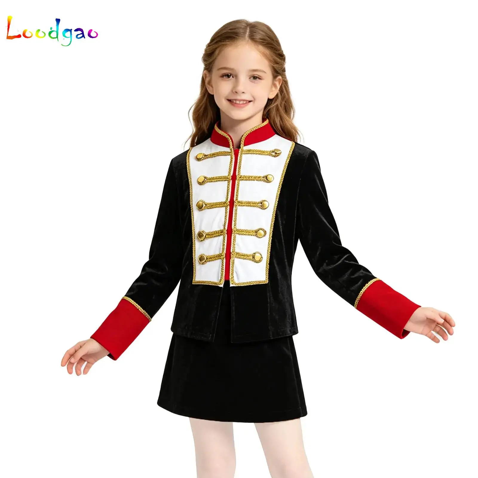 Boys Girls Royal Honor Guard Team Uniform Drum Marching Band Jacket Circus Ringmaster Costume Long Sleeve Nutcrackers Halloween