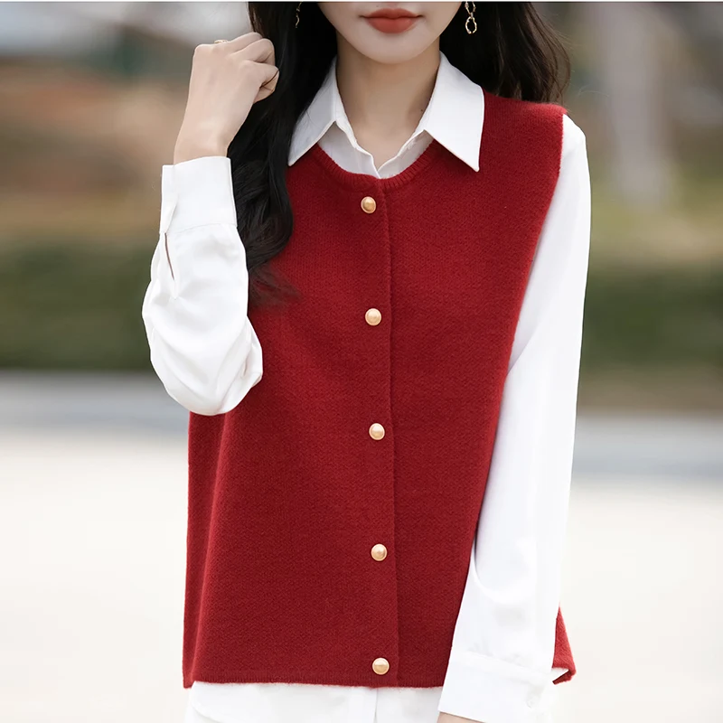 

2025 New Spring and Autumn Cashmere vest Sweater Women Casual Knitted Cashmere vest Women