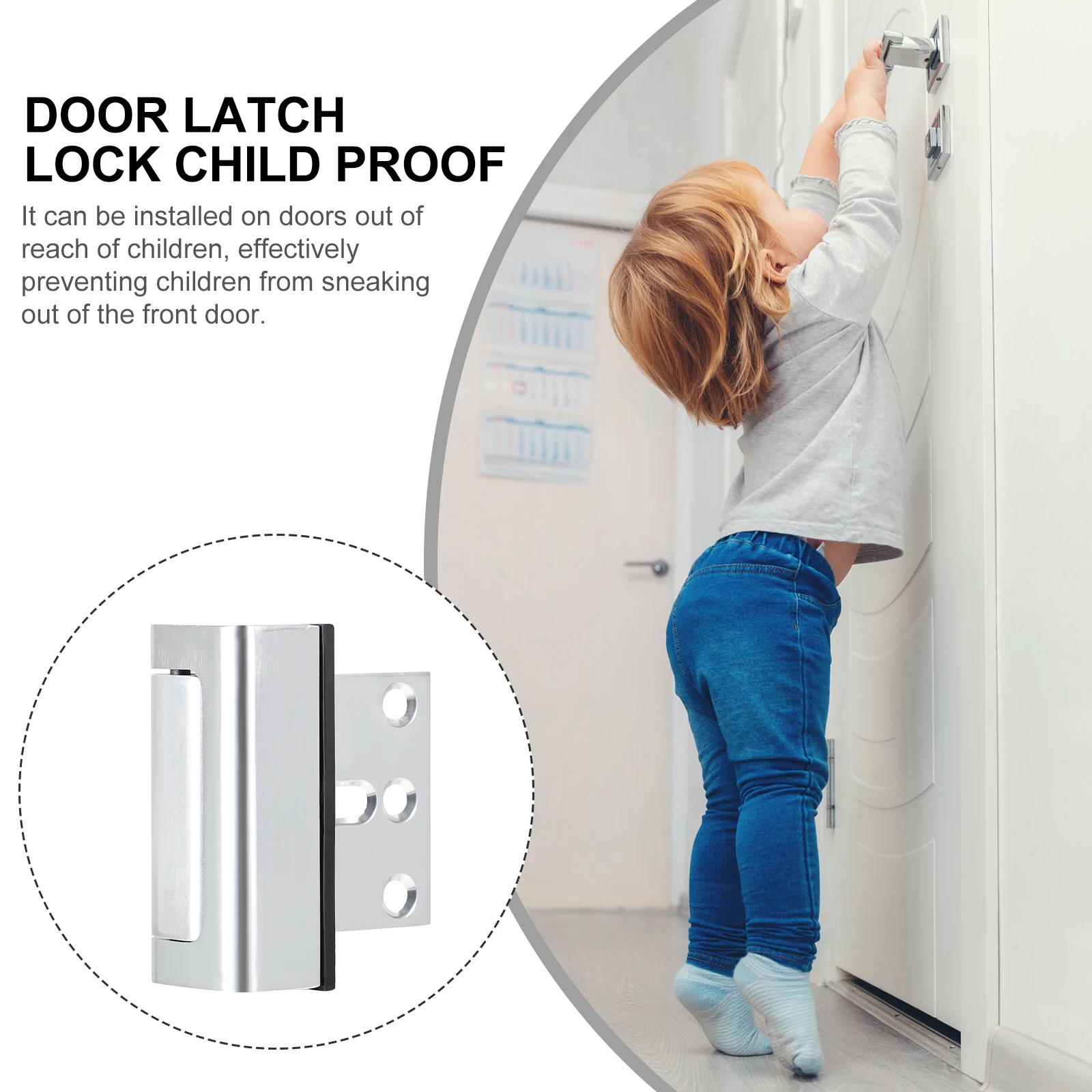

Child Lock for Front Door Aluminum Alloy Security Latch Heavy Duty Door Lock Reinforcement