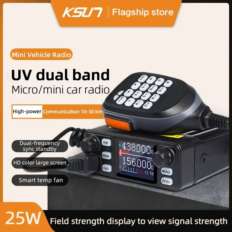 

25W MINI Car Radio Station Full Frequency Band Vehicle Mouted Walkie Talkie for Outdoor Self Driving Tour KSUN UV5200D
