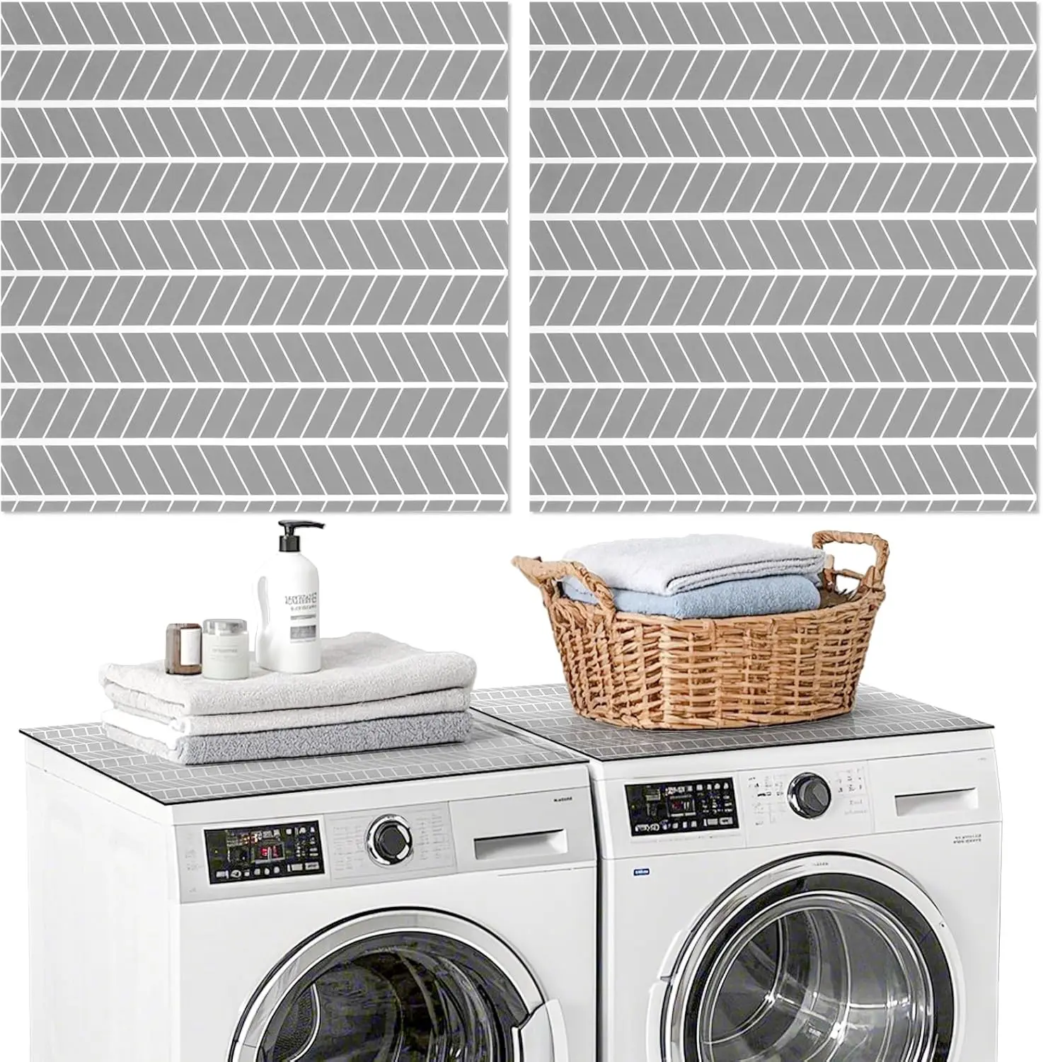 

2 Pack Non-Slip Washer Dryer Top Covers, 27x27 Inch Rubber Mat Protector for Laundry Room