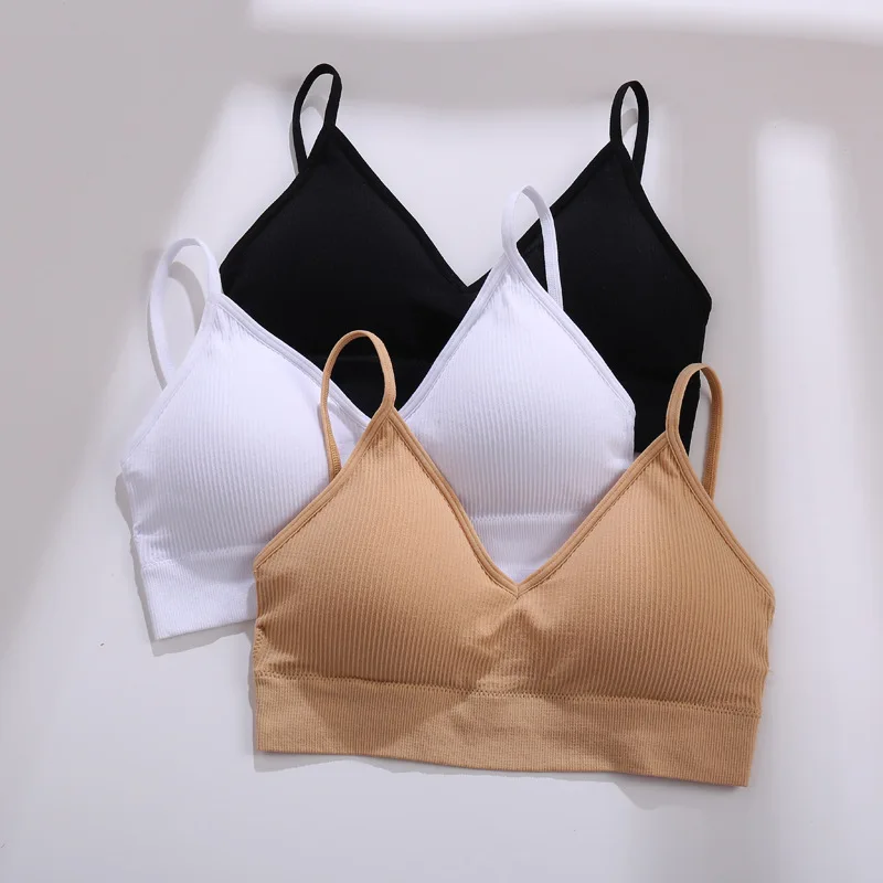 Top sin costuras para mujer, ropa interior Sexy, Top corto con tirantes, lencería íntima con almohadilla extraíble, Bralette, S-XL