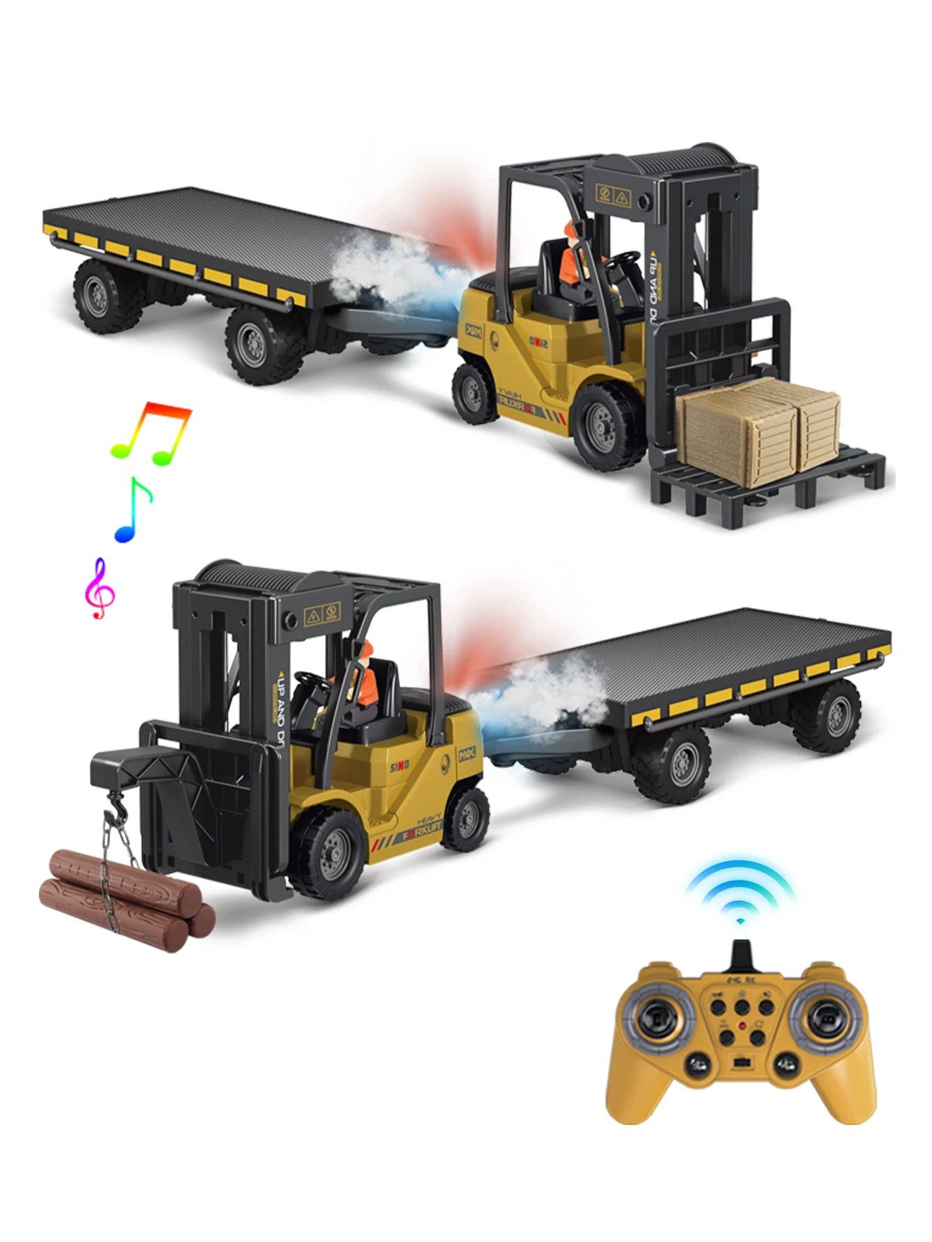 

Радиоуправляемая игрушка для вилочного погрузчика, с прицепом, детская игрушка для вилочного погрузчика, с бортовым грузовиком и игрушечным крючком-краном.