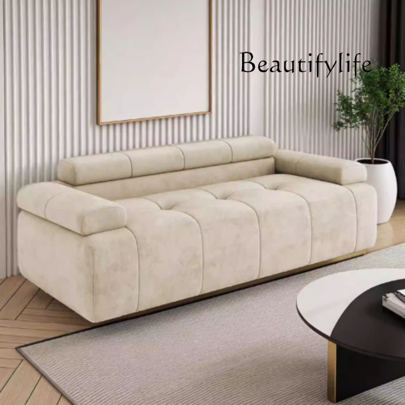 

Fabric Living Room Sofas Minimalist Velvet Designer Double Boneless Puffs Couch Compressed Vacuum Woonkamerbanken Furniture