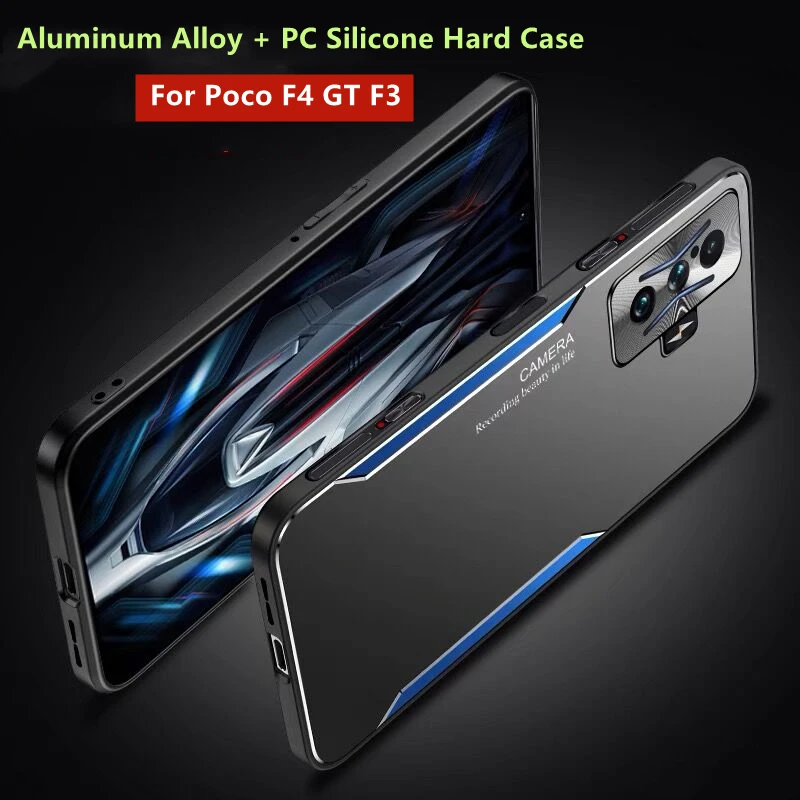 For POCO F4 GT Case PC Aluminum Alloy Back Plate Silicone Cover For Xiaomi POCO F4 F3 GT Redmi K50 K40 Gaming Shockproof Bumper