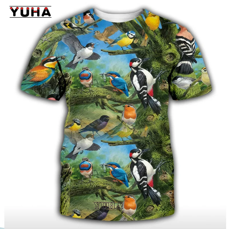 New  Men\'s and Women\'s New Parrot T-shirt Hip-hop Flower T-shirt 3d Beautiful Bird Print T-shirt Cool Clothing Casual Tops Shirt