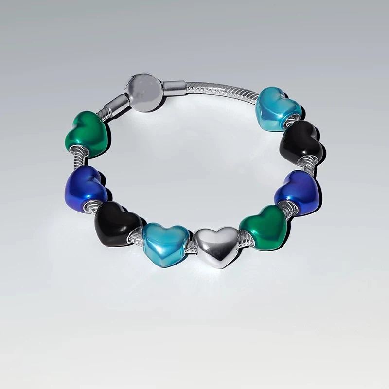 Hot Sale Europeans DIY Making Colourful Metallic Heart Series Charm Beads Fit Original Silver 925  Bracelet Women Jewelry Gift