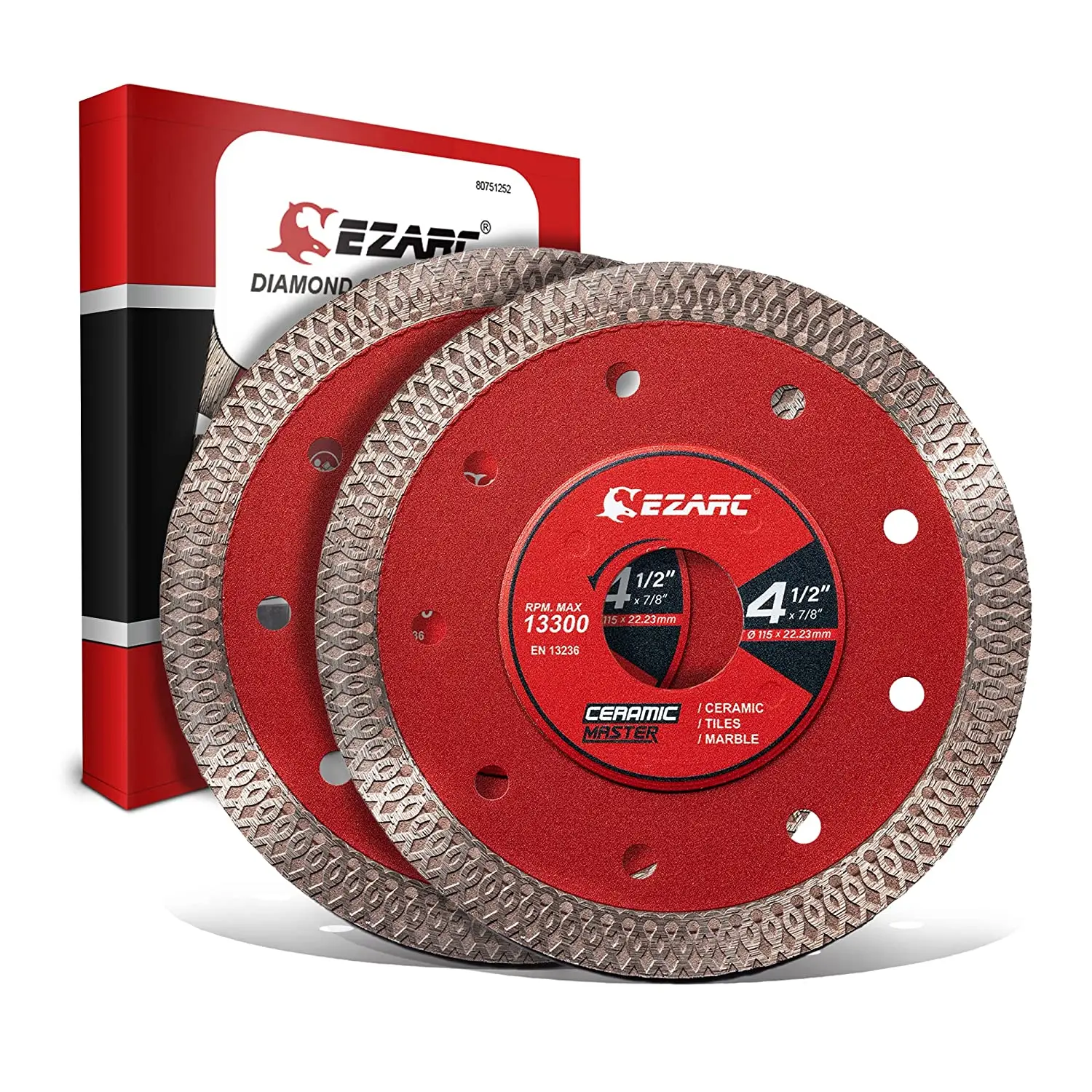 EZARC 5''/4.5'' Superdunne Diamantzaagblad 2 Stuks voor Porselein/Keramiek/Graniet/Marmer, Gladde Zaagschijf voor Hoekslijpmachine