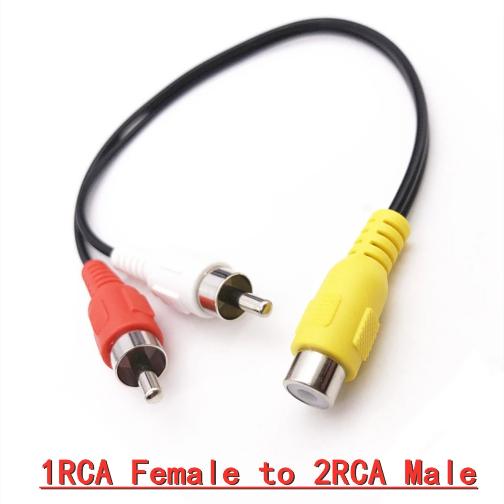 1RCA do 2RCA z męskiego na męskie do żeński do żeńskiego z męskiego na męskie kabel splittera rozdzielacz Audio dystrybutora złoty kabel głośników