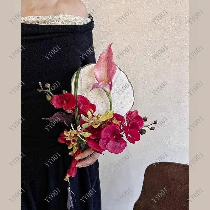 New Chinese Style Wedding Bouquet Fan for Bride Xiuhe Morning Robe Photo Shooting