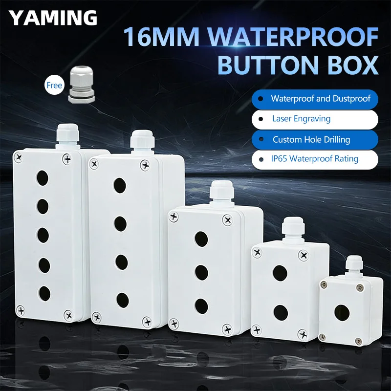 16mm Push Button Switch Box Waterproof Control Box Outdoor Rainproof One Two Three Four Five Hole Plastic Electrical Power Box